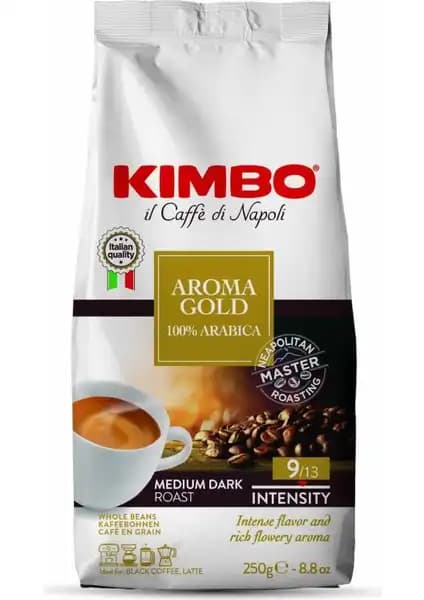 Kimbo Aroma Gold 100% Arabica Çekirdek Kahve - Yoğun Aromalı ve Zengin Lezzetli Kahve Seçeneği