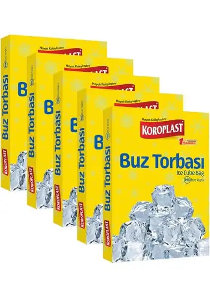 Koroplast Buz Torbası 196 Küp 5'li – Dayanıklı ve Pratik Buz Yapım Çözümü