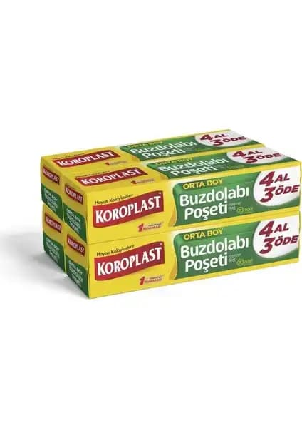 Koroplast Orta Boy Buzdolabı Poşeti 80'li Paket Gıda Saklama ve Hijyen Çözümü