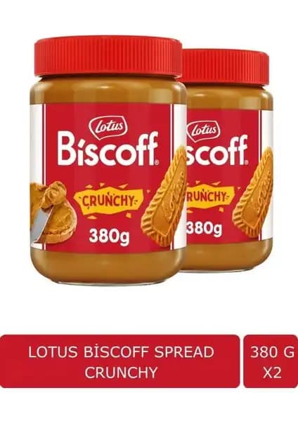 Lotus Biscoff Spread Crunchy 380 G x 2: Kıtır Kıtır Aromalı Tatlı Ezmesi
