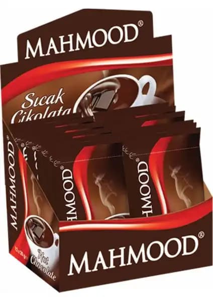 Mahmood Sıcak Çikolata 20g 12'li paket, pratik ve yoğun kakao aromasıyla ideal içecek