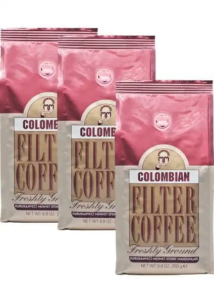 Mehmet Efendi Colombian Filtre Kahve 250 gr Öğütülmüş Üçlü Paketle Kalite ve Lezzetin Buluşması