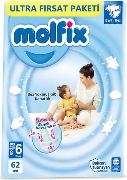 Molfix 3D Bebek Bezi 6 Beden Yüksek Performanslı ve Güvenilir Çocuk Bezi Ürünü