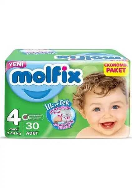 Molfix Bebek Bezi 3D Maxi 4 Beden Yüksek Emicilik ve Konfor Sağlayan Güvenilir Bebek Bezi