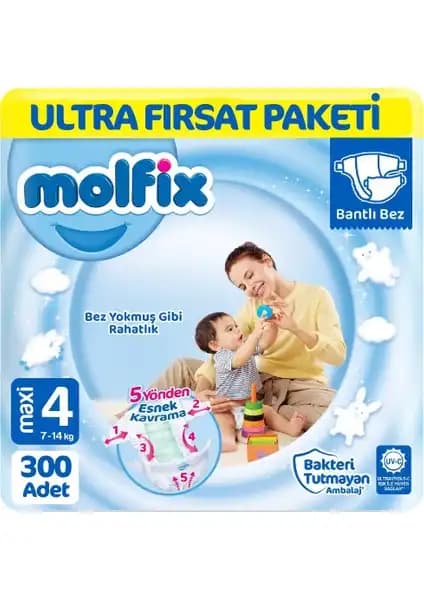 Molfix Bebek Bezi 4 Beden Ultra Fırsat Paketi Yüksek Emicilik ve Konfor Sağlar