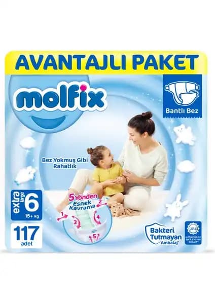 Molfix Bebek Bezi 6 Beden Ekstra Large Avantajlı Paket Güvenli ve Konforlu Bebek Bakımı