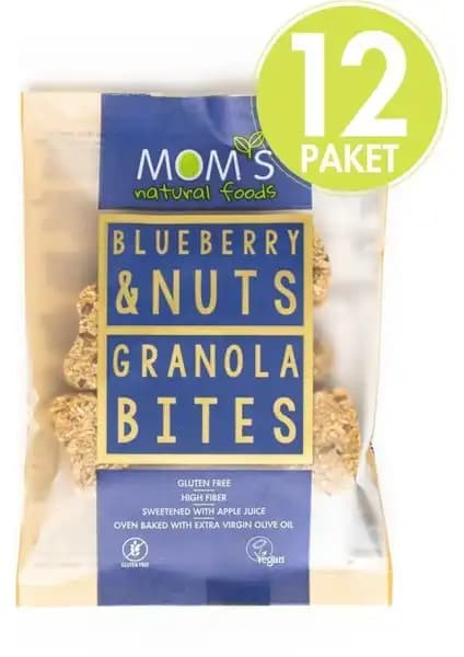 Mom's Natural Foods 12'li Glutensiz Yaban Mersini Granola BITE Sağlıklı Atıştırmalık