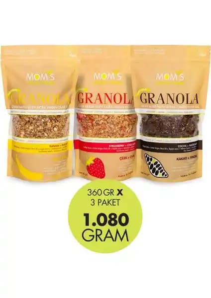 Mom's Natural Foods 3'lü Granola Seti Doğal ve Katkısız Sağlıklı Atıştırmalıklar