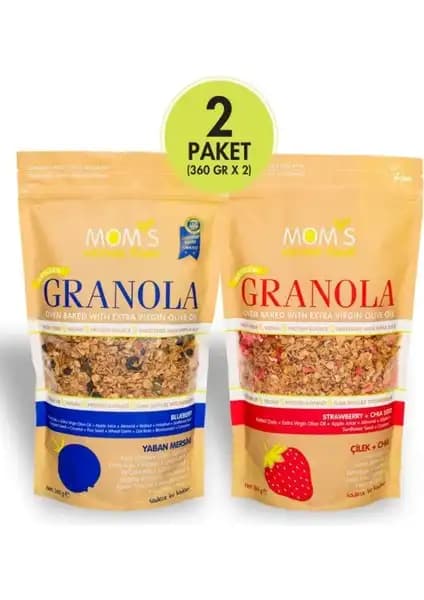 Mom's Natural Foods İkili Granola Serisi Çilek-Çia ve Yaban Mersini Sağlıklı Beslenme