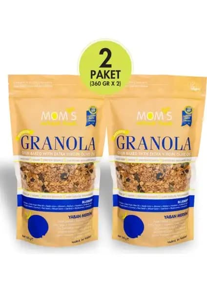 Mom's Natural Foods Yaban Mersini Granola 2'li Paket Sağlıklı ve Lezzetli Kahvaltı Seçeneği
