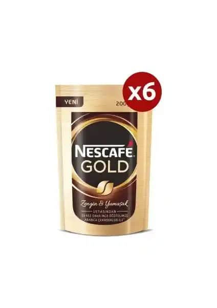 Nescafe Gold Eko Paket 200g x 6'lı kahve seti, yüksek kalite ve kolay hazırlık ile ideal kahve deneyimi
