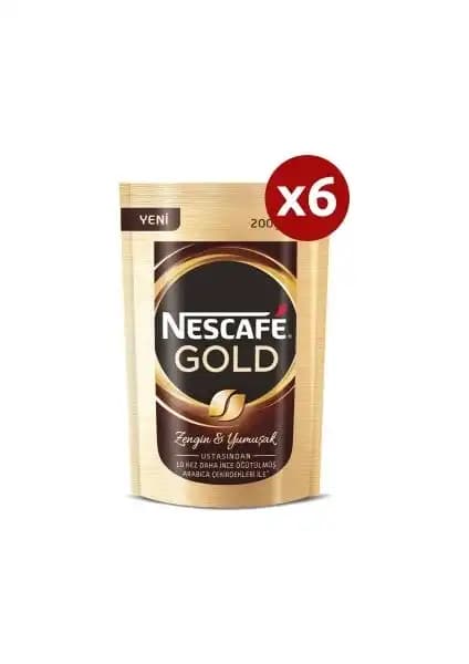 Nescafe Gold Eko Paket 200g x 6'lı kahve seti, yüksek kalite ve kolay hazırlık ile ideal kahve deneyimi
