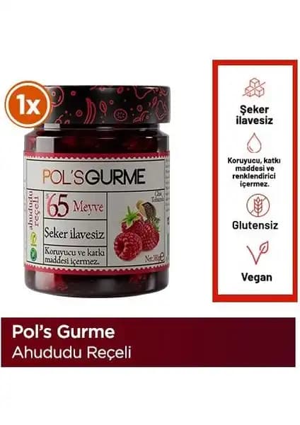 Pol's Gurme Ahududu Reçeli: %65 Ahududu İçeriği ve Doğal Bileşenler ile Sağlıklı Kahvaltılık Alternatif