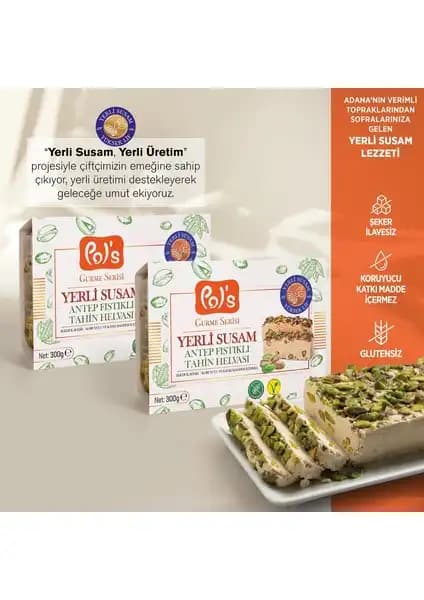 Pol's Gurme Yerli Susam Antep Fıstıklı Tahin Helvası Sağlıklı ve Doğal Bir Tatlı Seçeneği