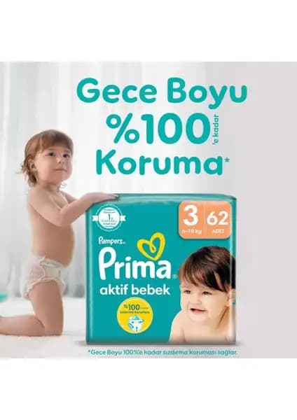 Prima Bebek Bezi Aktif Bebek 3 Beden 62 Adet Fırsat Paketi İncelemesi ve Kullanıcı Yorumları
