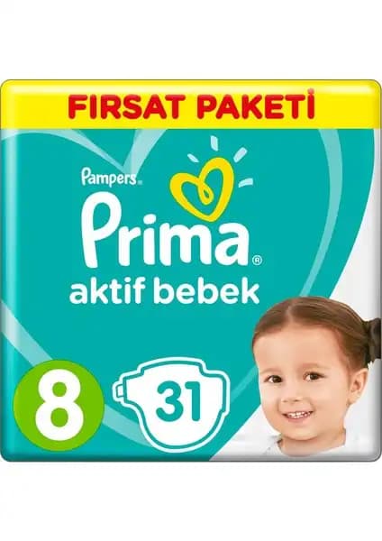 Prima Bebek Bezi Aktif Bebek 8. Beden 62'li Paket ile Güvenli ve Ekonomik Kullanım