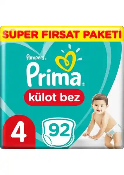 Prima Külot BB 4 Beden 92 Adet Maxi Eko Paket Bebek Bakımında Pratik ve Güvenilir Çözüm