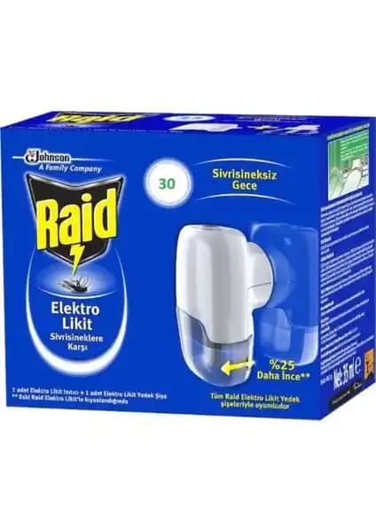 Raid 30 Gece Elektro Likit Isıtıcı ile Güvenli ve Etkili Sivrisinek Koruma Çözümü