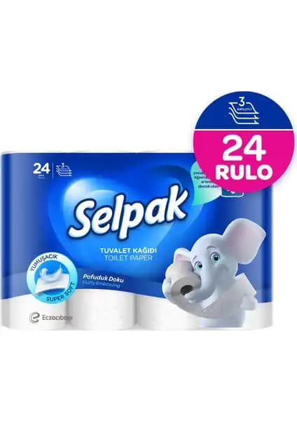 Selpak Hijyen 24'lü Tuvalet Kağıdı: Yumuşak ve Dayanıklı Üç Katlı Hijyen Ürünü