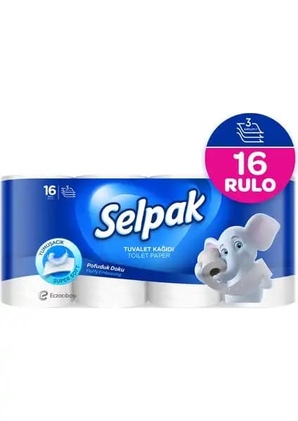 Selpak Tuvalet Kağıdı 16'lı Paket Yumuşak ve Dayanıklı Üç Katlı Tasarım