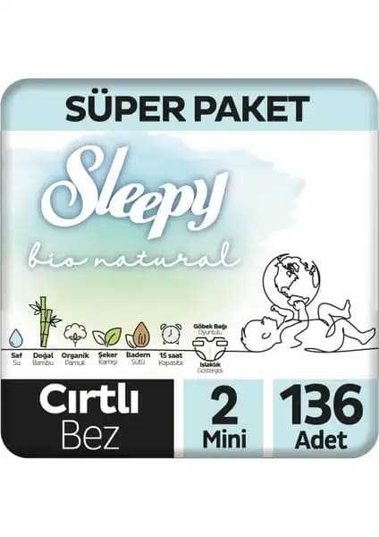 Sleepy Bio Natural Bebek Bezi 2 Numara Mini Yüksek Emicilik ve Doğal İçerik Özellikleri