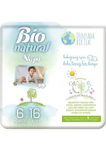 Sleepy Bio Natural Bebek Bezi 6 Numara Xlarge Güvenilir ve Konforlu Koruma