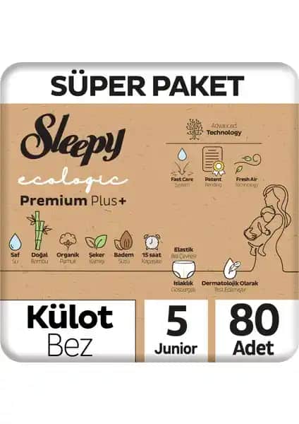 Sleepy Ecologic Premium Plus Bebek Külot Bezi 80 Adetlik Güvenilir ve Organik Çözüm
