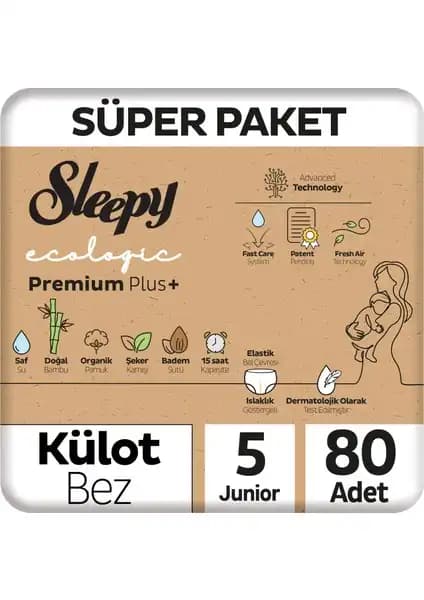 Sleepy Ecologic Premium Plus Bebek Külot Bezi 80 Adetlik Güvenilir ve Organik Çözüm