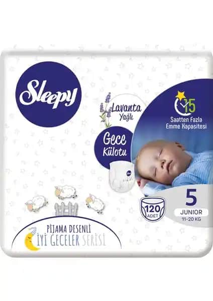 Sleepy Gece Külotu Lavanta Yağlı 5 Numara Junior Bebekler İçin Konfor ve Güvenlik Sunar