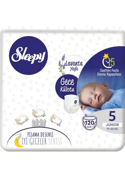 Sleepy Gece Külotu Lavanta Yağlı 5 Numara Junior Bebekler İçin Konfor ve Güvenlik Sunar