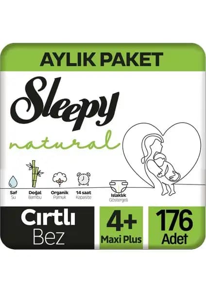 Sleepy Natural Bebek Bezi 4+ Beden 176'lı Güvenli ve Konforlu Bebek Bezi Seçenekleri