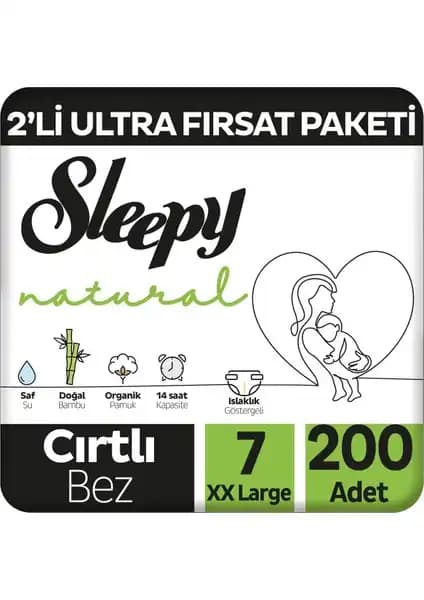 Sleepy Natural Bebek Bezi 7 Numara Xxlarge 200'li Paket Konfor ve Güvenlik Sağlar
