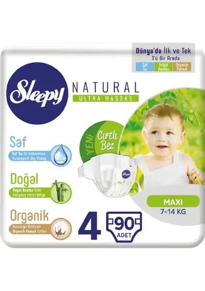 Sleepy Natural Bebek Bezi Üçlü Jumbo 4 Beden: Doğal ve Güvenli Bebek Bakımı İçin