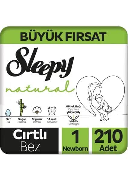 Sleepy Natural Büyük Fırsat Paketi Yenidoğan Bebek Bezi 210 Adet, Konfor ve Güvenlik