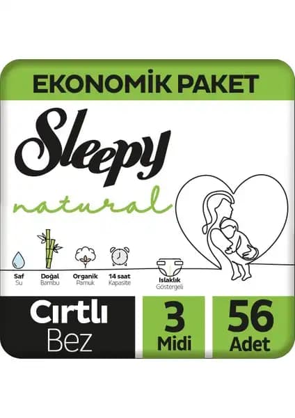 Sleepy Natural Jumbo Bebek Bezi Midi 3 Numara: Doğal ve Yüksek Emicilik Özelliğiyle Güvenli Kullanım