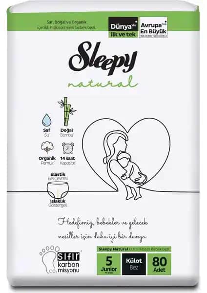 Sleepy Natural Jumbo Külot Bebek Bezi 5 Numara Organik ve Güvenli Bebek Bakımı