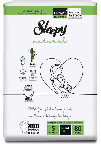 Sleepy Natural Jumbo Külot Bebek Bezi 5 Numara Organik ve Güvenli Bebek Bakımı