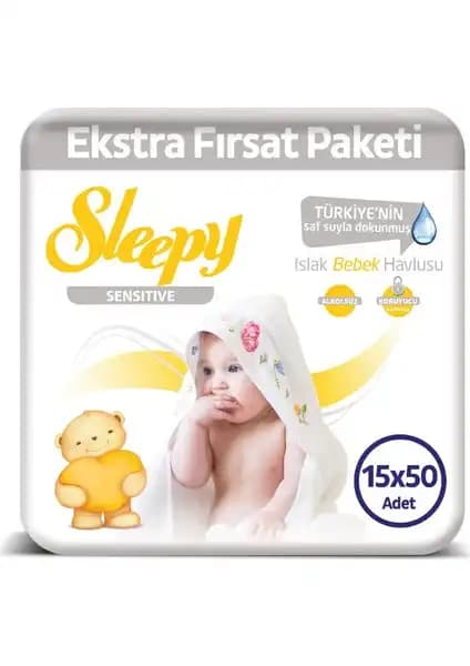 Sleepy Sensitive Islak Havlu 15'li Paketle Günlük Hijyeninizi Güvence Altına Alın
