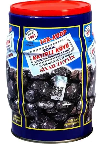 Tar-Koop Katırlı Köyü Siyah Zeytin 2000g Doğal ve Lezzetli Ürün