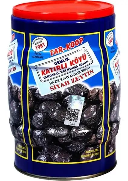 Tar-Koop Katırlı Köyü Siyah Zeytin 2000g Doğal ve Lezzetli Ürün