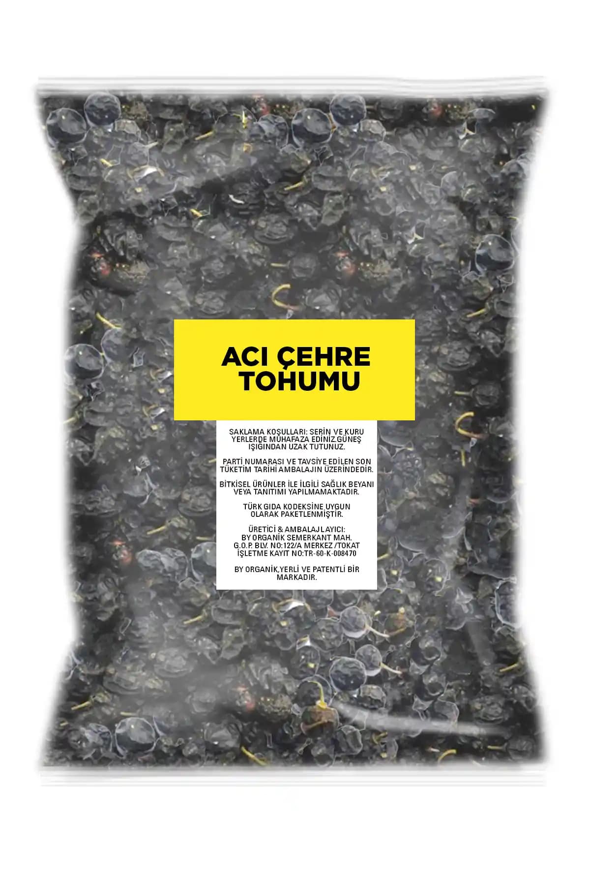 Acı Çehre Tohumu 50 g (elenmiş) – BY ORGANİK: Türkiye Menşei, Ambalaj ve Alerjen Uyarıları