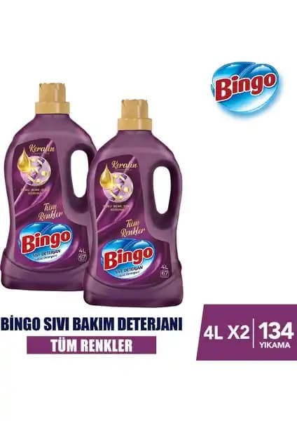 Bingo Onaran Koruma Sıvı Bakım Çamaşır Deterjanı 4 Litre, 2'li Set: Lif Koruma