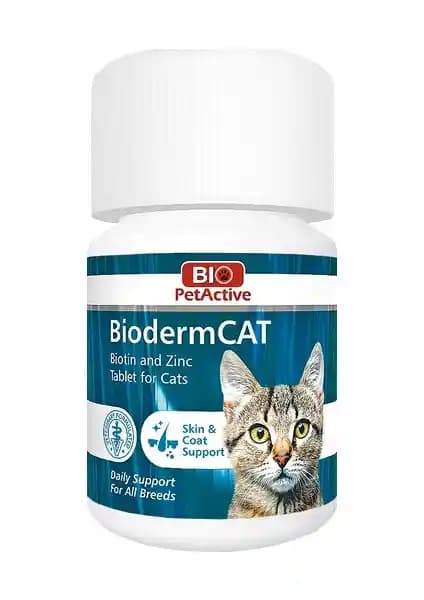 Biodermcat: Kediler İçin Biotin ve Çinko İçeren Tüy ve Deri Sağlığı Takviye Hapı