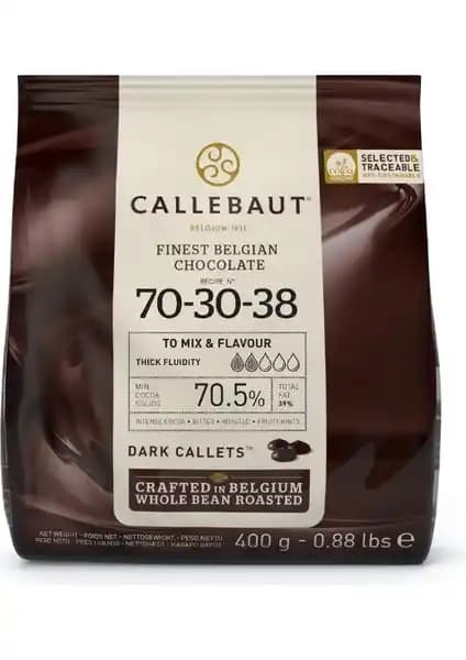 Callebaut 70-30-38 Ekstra Bitter Kuvertür Damla Çikolata 400 g – Yüksek Kakao İçeriği