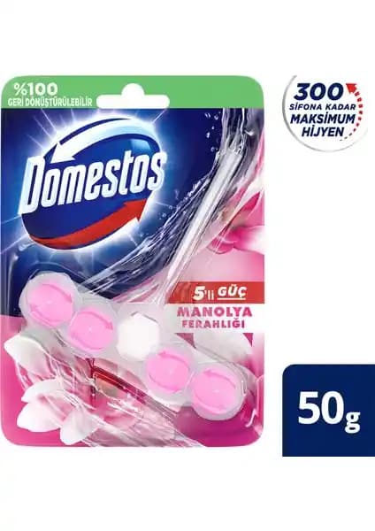 Domestos 5'li Güç Manolya Bloğu ile Klozet Temizliğinde Uzun Süreli Hijyen ve Ferah Koku