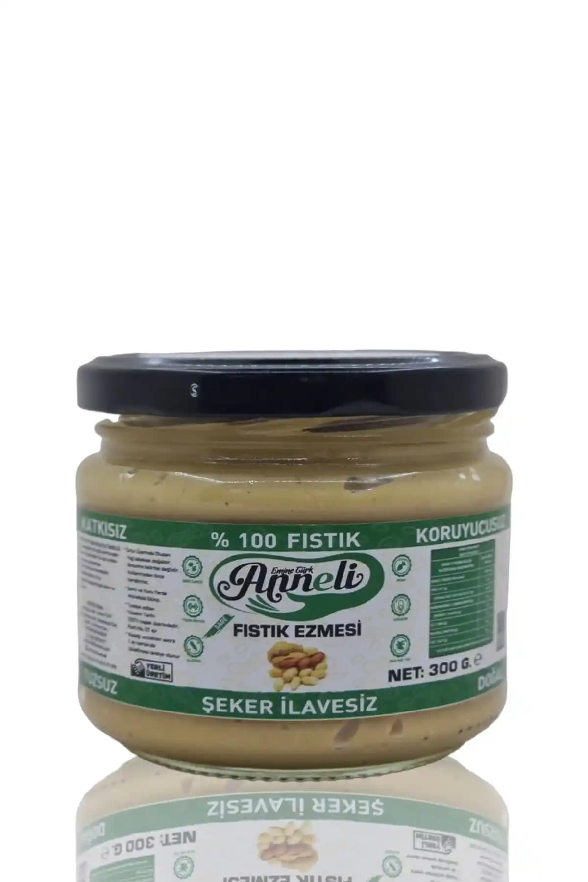 Emine Türk Annelİ 300 g Fıstık Ezmesi: Şekersiz, %100 Doğal ve Cam Kavanozda Annemeli