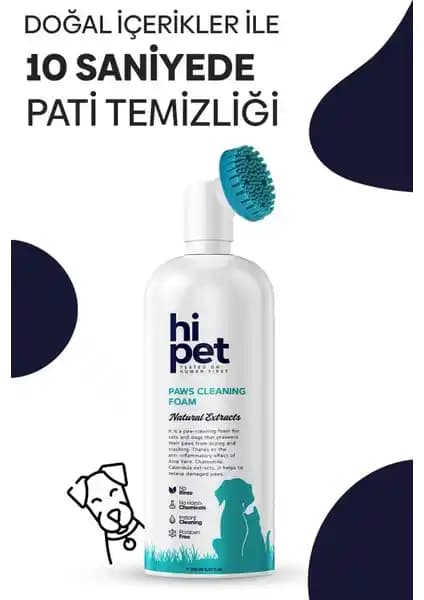 HiPet Köpek Pati Temizleme Köpüğü 200 ml – Hassas Ciltler İçin Temizlik ve Nemlendirme