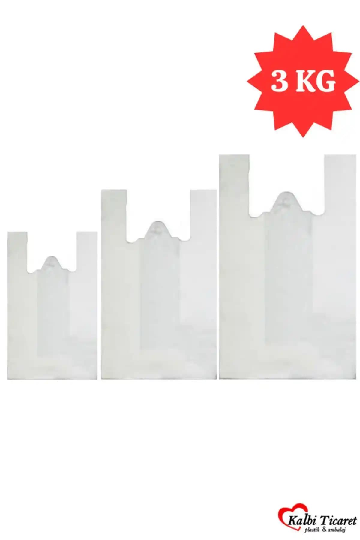 Kalın Kırık Beyaz Poşet Seti 3'lü (Küçük-Orta-Büyük), 200'lü Paket, Türkiye Üretimi