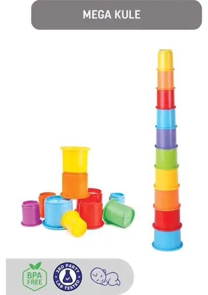 Kiki Mega Kule Eğitici Oyunu: 10 Renkli Kaplarla Motor Becerileri ve Kavramsal Gelişim
