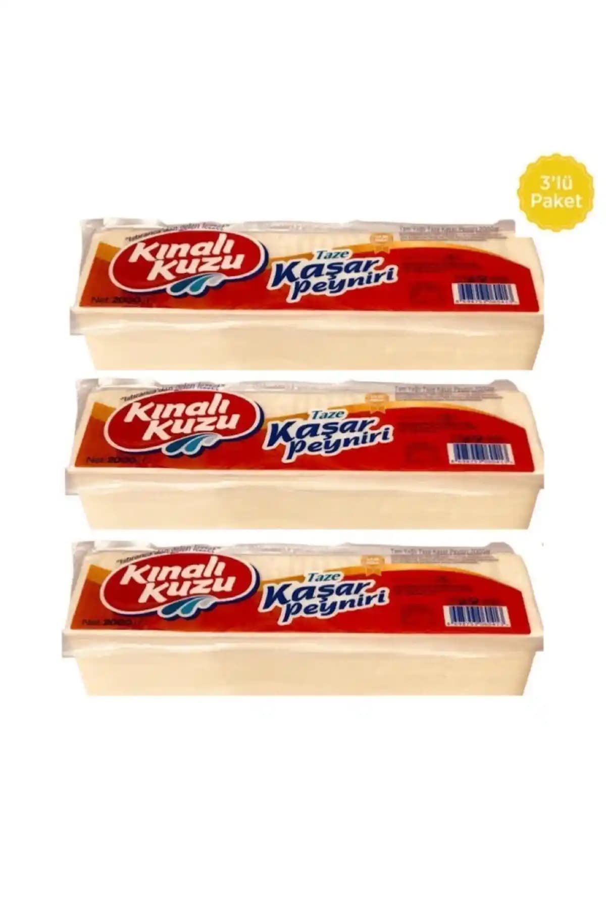 Kınalıkuzu Tam Yağlı Taze Kaşar Peyniri 6 kg – Organik Üç Blok Paketli Yöresel Üretim